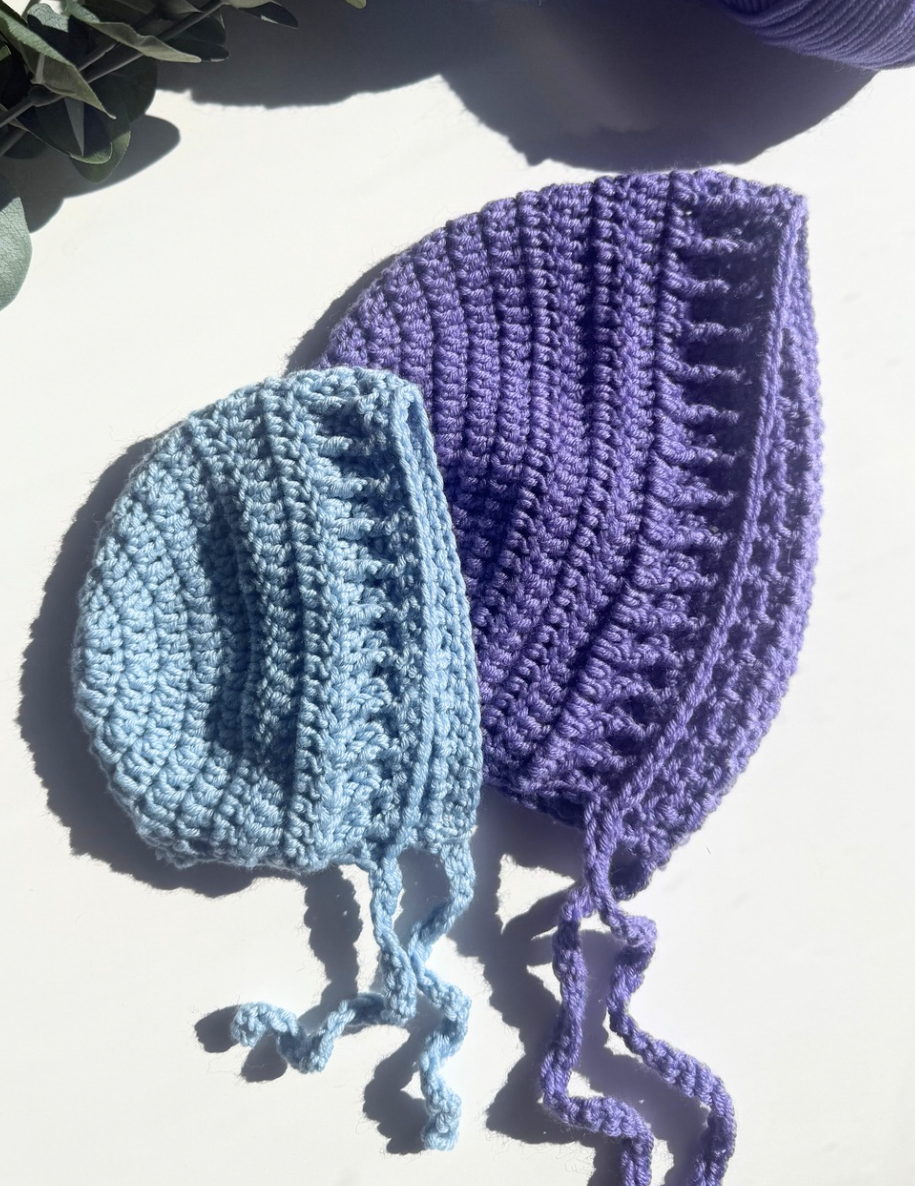 Easy Cozy Ribbed Bonnet: Free Crochet Pattern in 8 Sizes from Newborn to Large Adult